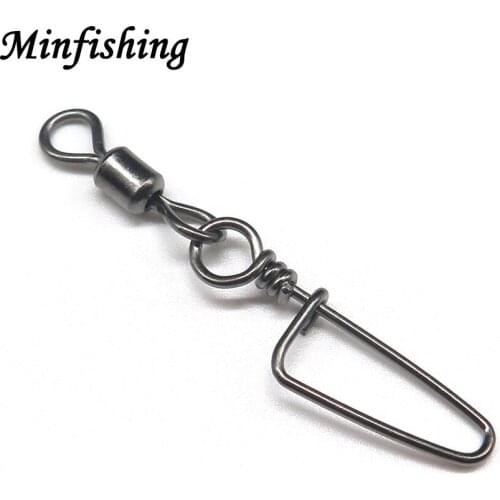 Minfishing 200pcs Fishing Swivel Snap MS+HX Rolling Swivel with Coastlock Snap Fishing Hook Connector Fishing Accessories