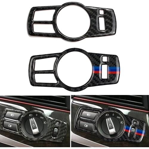 Carbon Fiber Headlight Switch Cover Sticker For BMW 5 Series F10 F07 F25 F26 F01