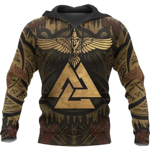 New Viking gold crow tattoo AOP 3D Hoodie and Sweatshirt Harajuku fashion Hoodie Unisex casual jacket Pullover