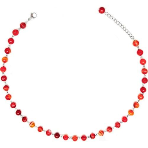 Handmade Red Agate Statement Necklace for Women Elegant Wedding Jewelry Party Gifts Natural Stone Collar Choker Necklaces Bijoux