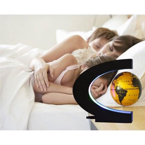 Floating Globe with Lights C Shape Magnetic Levitation Floating Globe World Map for Desk Decoration