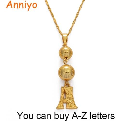 Anniyo A-Z Letters Beads Pendant and Necklaces Initial Alphabet Necklace Hawaii Guam Micronesia African Jewelry #230206