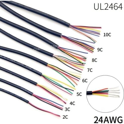 5M Sheathed Wire Cable 24AWG Channl Audio Line 2 3 4 Cores Insulated Soft Copper Cable Signal Control Wire UL2464