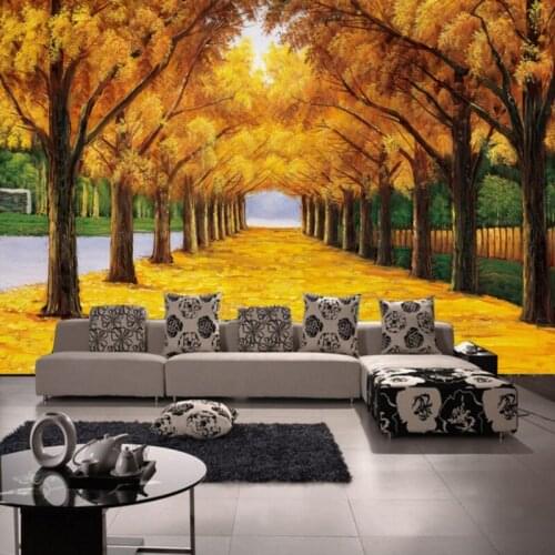 Drop Shipping Photo Wallpaper 3D Stereo Custom Living Room Golden Avenue TV Backdrop Wallpaper Lobby Wallpaper Mural