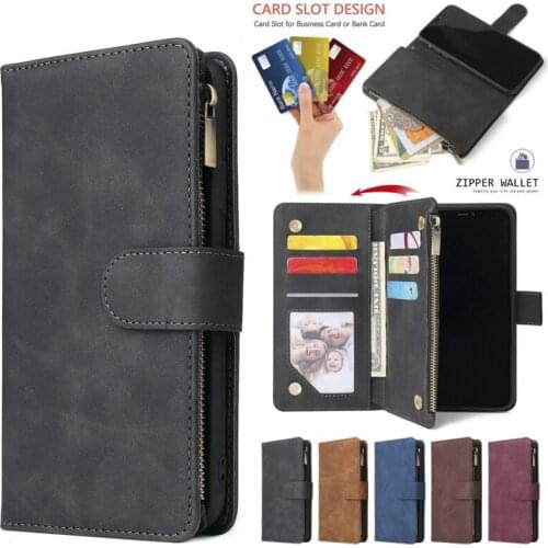 Luxury Leather Zipper Wallet Phone Cases For iPhone 11 Pro Max Case For iPhone XS Max XR X 7 6 8 Plus Magnetic Flip Case Cover