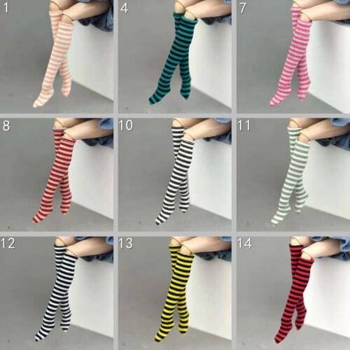 Pretty Striped Doll Stockings for Barbie Doll Cute Socks for Blythe Dolls Accessories for Girls Gift 1/6 BJD Playhouse DIY Toys