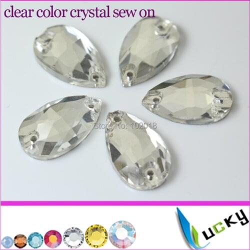 Super shiny Flat back Sew on Rhinestones with holes 7x12mm 11x18mm 13x22mm 17x28mm 22x38mm pear shape crystal color