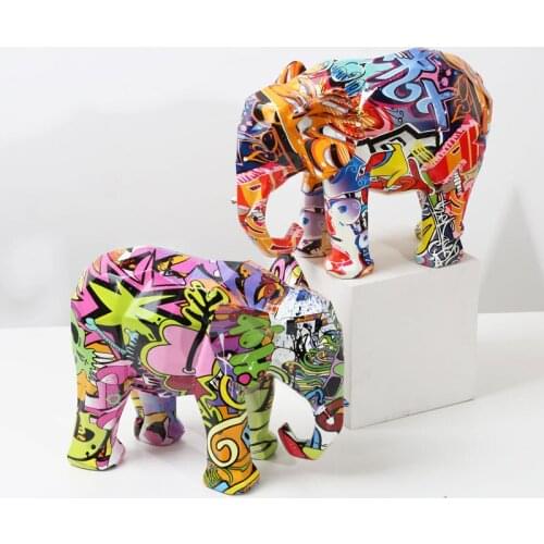 Creative Home Graffiti Simple Living Room Geometry Elephant Decorations Entrance Wine Cabinet Office Decorations Resin Crafts