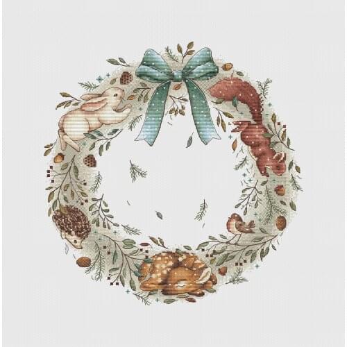 Forest small animal wreath 43-43 Cross Stitch Set Cross-stitch Kit Embroidery Needlework Craft Packages Fabric Floss