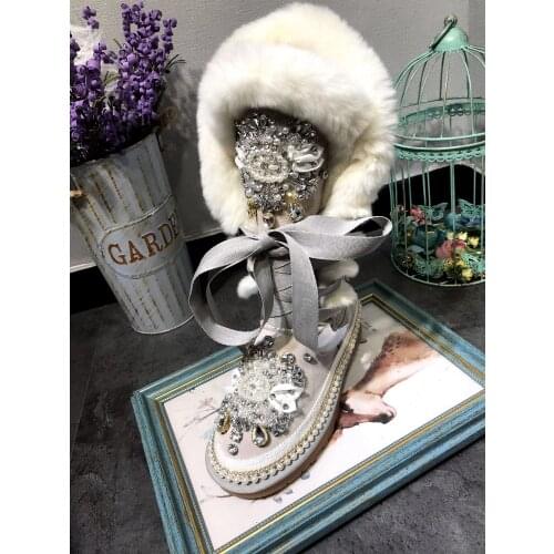 High-tube leather and fur integrated snow boots plus velvet non-slip warm boots heavy industry cotton shoes