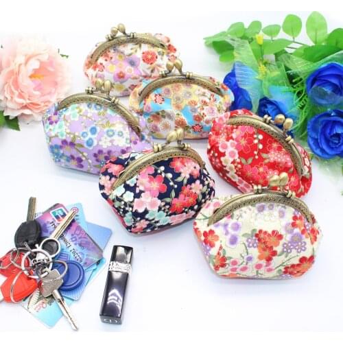 High Quality Women Coin Purses Vintage Japanese Mini Flower Cat Wallets Ladies Hasp Money Bags for Girls Female Change Pouch