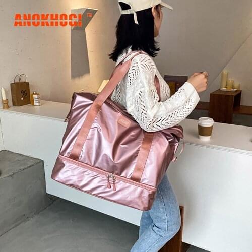 ANOKHOGI Gym Bag Female Sports Bag Wet-Dry Separation Waterproof Swimming Bag Yoga Portable Travel Bag zx139