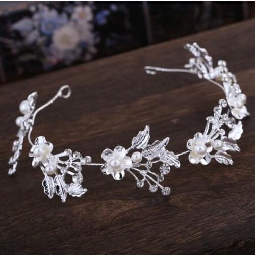 Ladies Delicate Elegant Hair Accessories Bridal Wedding Simulation Pearl Headpieces Women Fashion Flower Hair band Headdress