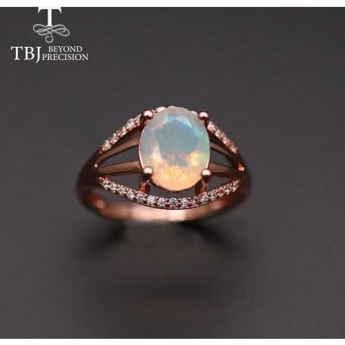TBJ,Oval 8*10mm 2.5ct natural ethiopia Opal Ring real colorful gemstone fine jewelry 925 sterling silver for women daily wear