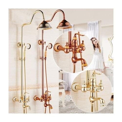 European Style gold copper bathroom Shower faucet hot and cold marble bathtub shower faucet Rose gold Shower head taps mixer