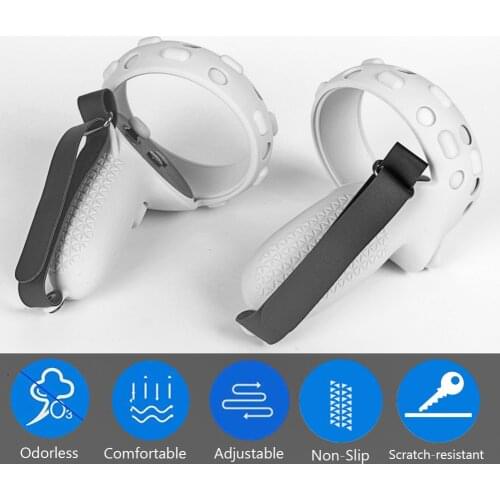 1 Pair Silicone Controller Kit Protective Cover + Wrist Strap Handle Grip Protection Sleeve for Oculus Quest 2 VR Accessories