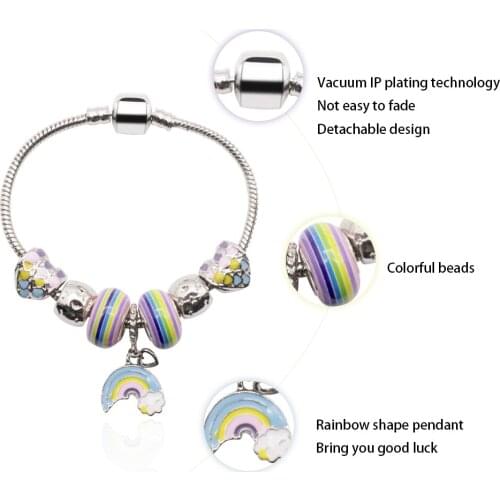 1pcs/pack Handmade diy rainbow heart five-pointed star beaded bracelet ladies glass beads bracelet jewelry accessories