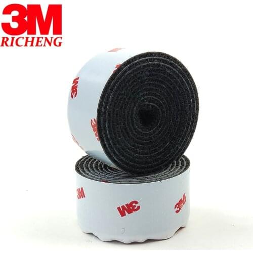100% original 3M Reclosable Fabric Adhesive SJ3526 hook and SJ3527 loop acrylic Fastener 3M tape Black 1in*1M