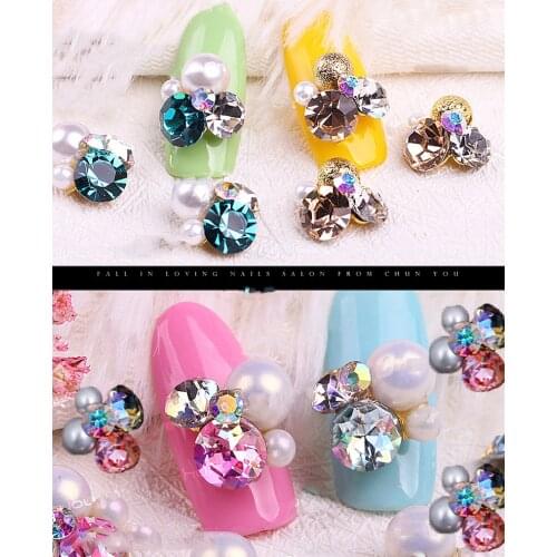 100pcs nail art Pearl/big rhinestone jewelry nails crystal rhinestones nail art nails decorations new arrive accessories, 16colo