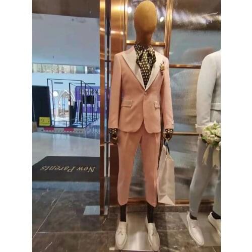 2021 Latest design fashion luxury orange wedding suits for men Pointed lapel groom slim fit party formal Blazer the one and only