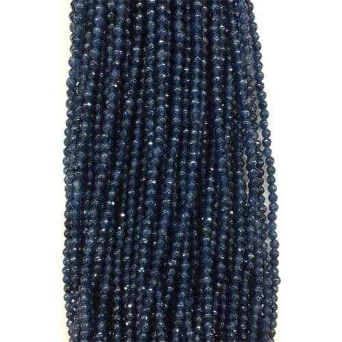 3MM Natural Faceted Jade Blue Sapphire Color Jasper Loose Spacer Stone Beads For Jewelry Making Rosary Bracelet DIY