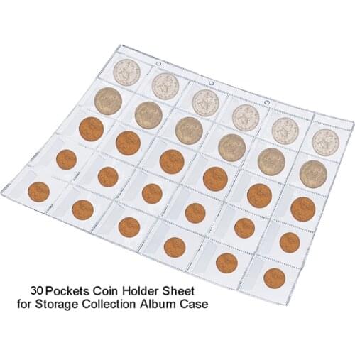 30 Pockets Coin Collection Book Coin Holder Sheet For Storage Album Portable Professional Commemorative Coin Collection