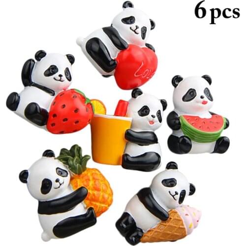 6 Cute Pet Panda Fruit Version Cartoon Creative Three-Dimensional Magnetic Buckle Refrigerator Stickers Magnet Magnet Stickers