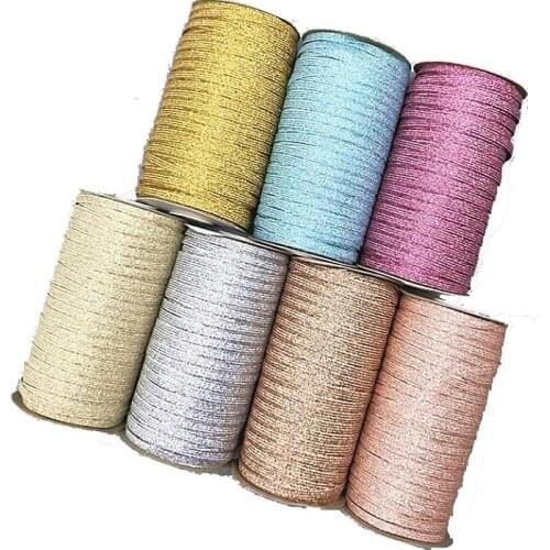 6MM Rubber Band Glitter Gold Silver Elastic Bands High Quality 144Yards Ribbon DIY Sewing Trim Waist Band Garment Accessory