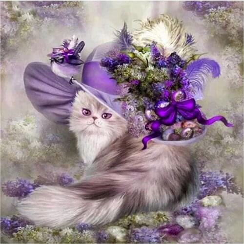 New 5D DIY Full Round/Square Diamond Painting Cute Kitten 3D Embroidery Cross Stitch Rhinestone Mosaic Home Dector Art Y487