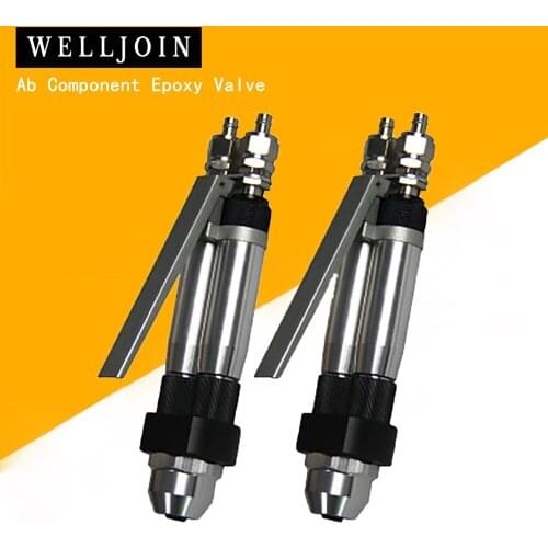 Free Shipping Ab Component Epoxy Dispensing Valve Pneumatic Flow Control Glue Dispensing Manual Two Liquid Dispensing Valve