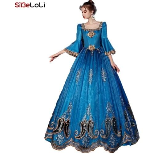 Carnivale Blue Peacock Sparkle Gown Womens Marie Antoinette Dress Inspiration Maiden Costume Labyrinth Carriage Gown