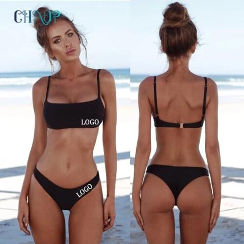 CHAOP Custom Logo New Sexy Push Up Unpadded Brazilian Bikini Set Women Vintage Swimwear Swimsuit Biquini Bathing Suits
