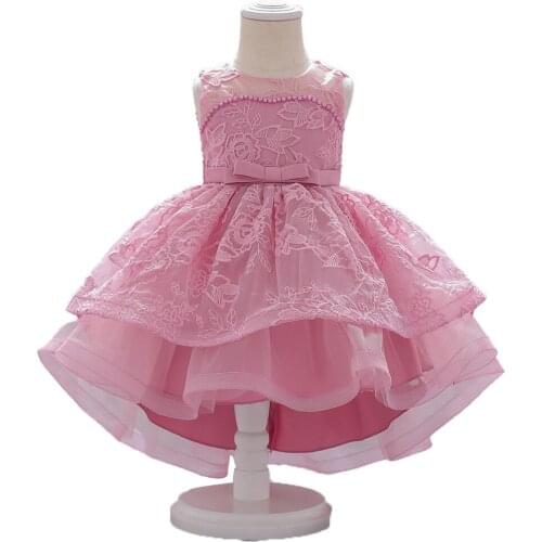 Baby Girl Dress Toddler Sleeveless Cute Lace Ball Gown Pearl Embroidered Princess Dresses 1-3 Years Old Clothing