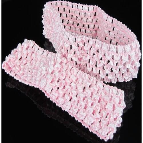 6pcs 1.5" Pink baby crochet elastic headband crochet hair lace bands children hair accessories 4.0cm
