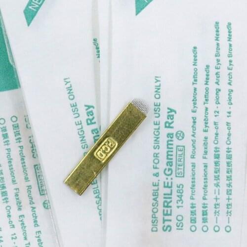 50pcs Lamina Microblading PCD Needles 12/14 pin Hard Needle 12/14/18/19 U Blade for 3D Embroidery Pernement Tattoo Eyebrow Tools