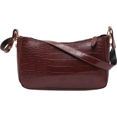 Pu Leather Shoulder Bags Fashion Crocodile Pattern Baguette Bags for Women 2021 Elegant Design Luxury Hand Bag Female Travel