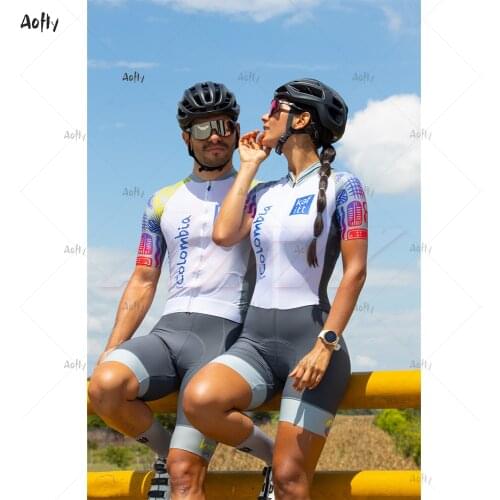Kafitt Colombia Light Blue Couples Cycling Triathlon Skinsuit Sets Maillot Ropa Ciclismo Clothes Biking 3 Colors Go Pro Summer