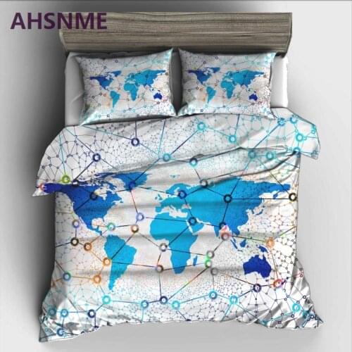 AHSNME sci-fi world map Bedding Set High-definition Print Quilt Cover for RU AU EU King Double Size Market jogo de cama