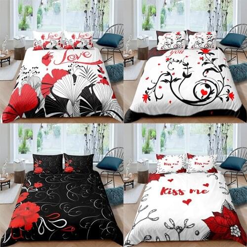 ZEIMON 2/3Pcs Kiss Me 3D Bedding Set Creative Duvet Cover with Pillowcase Lovers Quilt Cover Home Textiles King Bedroom Decor