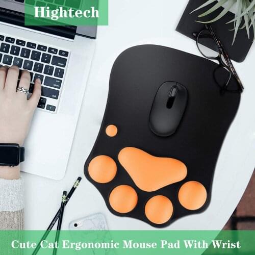Cute Cat Mouse Pad with Wrist Support, Ergonomic Mouse Mat Wrist Rest with Soft Silicone