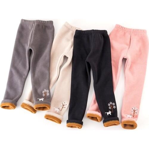Baby Girls Leggings Winter Children Thick Warm Long Pants Skinny Pencil Pants Kids Clothes Girls Embroidered Pants Trousers