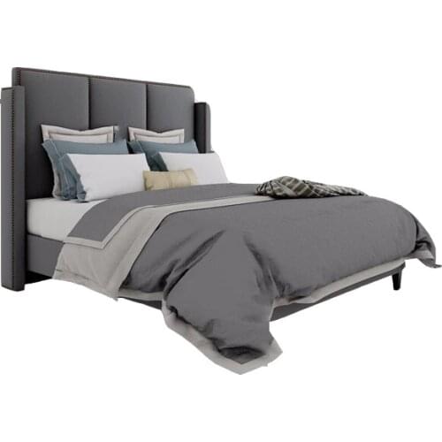 Light luxury bed, modern leather master bedroom, simple double 1.8/1.5 m American side leather art bed