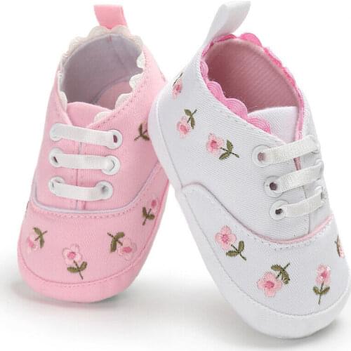 Unisex Summer Baby Infant Girl Soft Sole Crib Toddler Canvas Cute Flower Sneaker Shoes