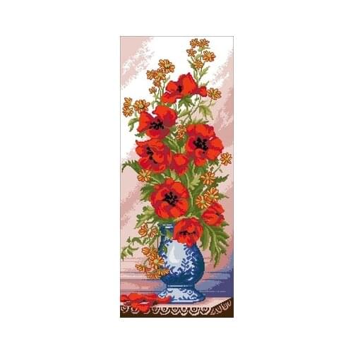 Poppy and Daisy in a Bottle Needlework,For Embroidery,DIY 14CT Unprinted Arts Cross stitch kits Set Cross-Stitching Home Decor