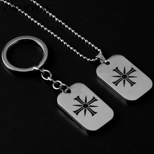 Statement Necklace Game Far Cry 5 Stainless Steel Pendant Necklace Farcry Edens Gate Metal Charm Keychain Fashion Cross Jewelry