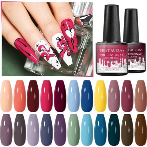 MEET ACROSS 10ml Gel Polish No Wipe Top Coat UV LED Gel Varnish Semi Permanent Vernis Soak Off Nail Art UV Gel Nail Polish