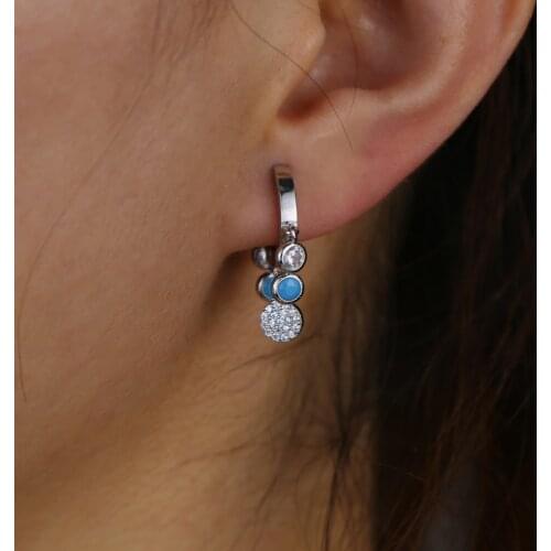 Cute dainty mini small hoop earring cz turquoises charms trendy women earring jewelry