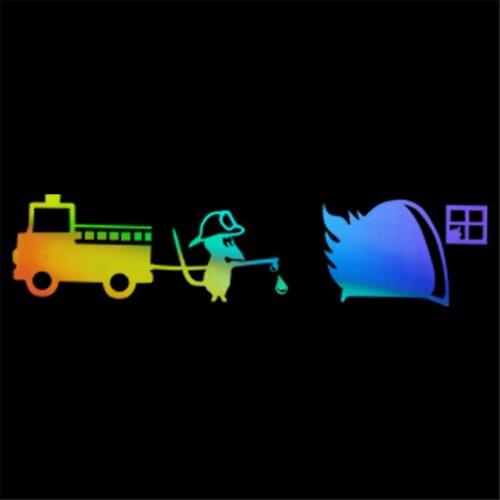 Cute Mice Rat Fire Engine Car Window Truck Bumper Van Laptop Decal Vinyl Sticker