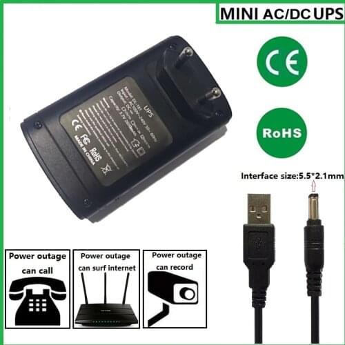 5V 9V 12V Mini DC Adapter Uninterruptible Power Supply UPS Provide Emergency Power Backup to CCTV Camera with Battery Built-in