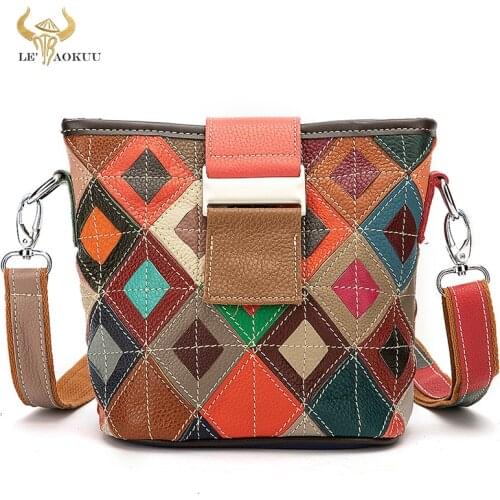 Multi-Colorful Natural Leather Luxury Brand Ladies Flower Mini Purse Handbag Over The Shoulder bag Women Design Tote bag 1112